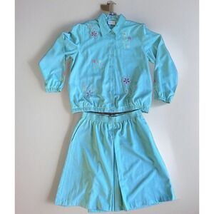 Alfred‎ Dunner 2pc Women's Sz 14 Turquoise Skort Set Embroidered Twinset Cruise